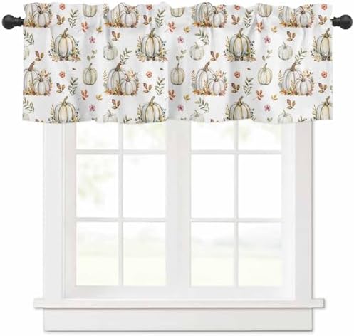 Vandarllin Fall Floral Leaves Kitchen Curtains Valances by VandarllinHomeKitchenDecor