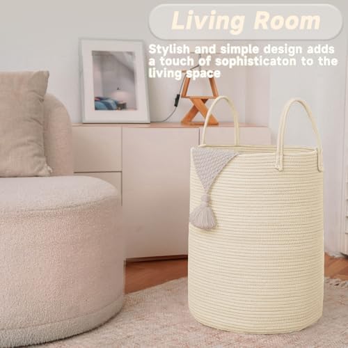 JMvicyroam 100L Cotton Rope Laundry Basket Hamper - Image 3