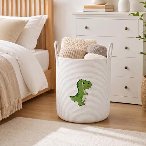 LemonRoad Dinosaur Laundry Hamper Large Cotton Rope Storage Basket - Image 5