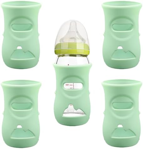 4 Pack Silicone Sleeves for Avent Natural Glass Baby Bottles, 8 OZ by QinSuiKai