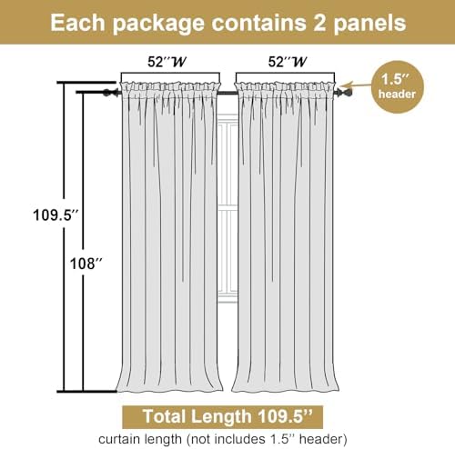 Lecloud Leia White Sheer Curtains 108 Inches Long 2 Panels, Airy Jacquard Leaf - Image 3