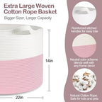MEGASKET Pink Storage Baskets for Organizing, Large Toy Basket, Soft Pink - Image 2