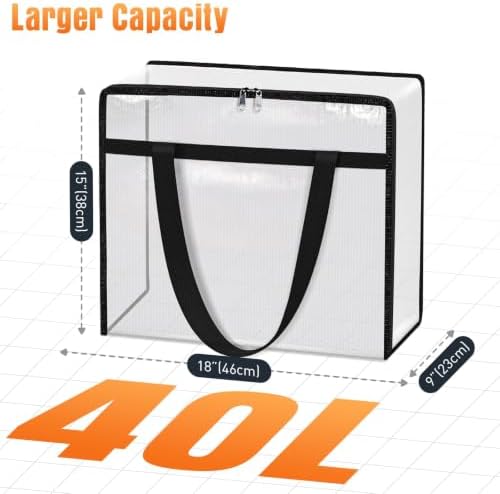 6 Packs 40L Clear Under Bed Storage Containers, Large Clothes Storage Bags - Image 2