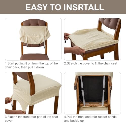 Genina Waterproof Chair Covers for Dining Room, Light Gray - Image 5