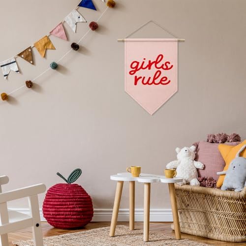 Girls Room Wall Decor, Girls Rule Pennant Hanger Banner - Image 3