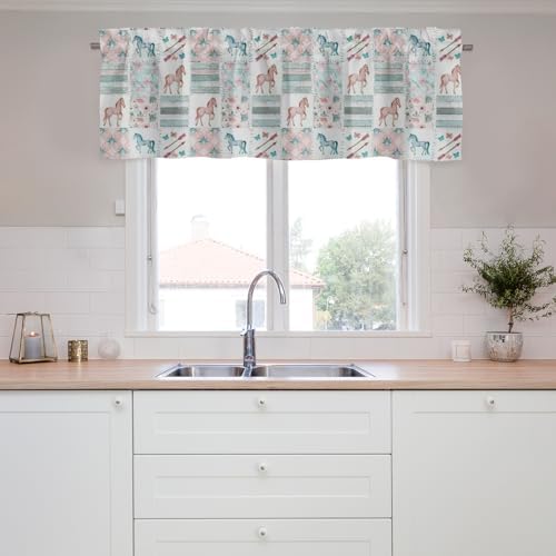 Unisex Farm Horses Flowers Patchwork Nursery Short Curtain Valance - Image 5