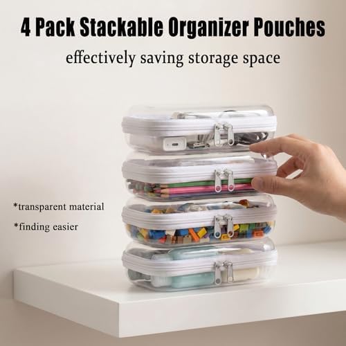4 Pack Clear Hard Shell Zipper Case, Small Diaper Bag Organizer Pouches - Image 5