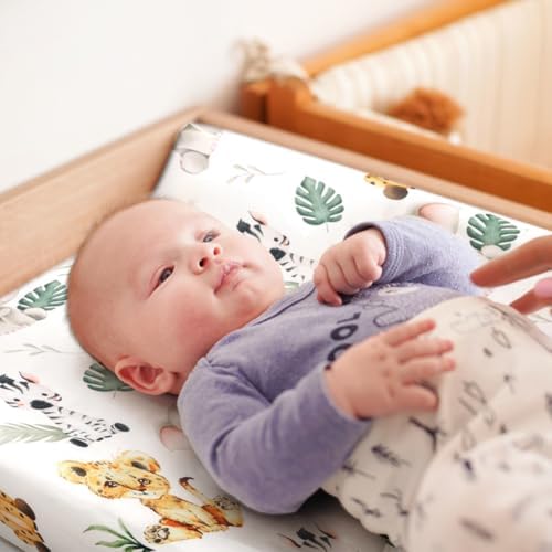 4 Pack Safari Jungle Animals Neutral Unisex Fitted Nursery Baby Sheets Set - Image 2