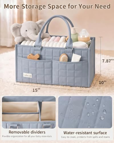 Baby Diaper Caddy Organizer, Portable Nursery Storage Basket - Image 3