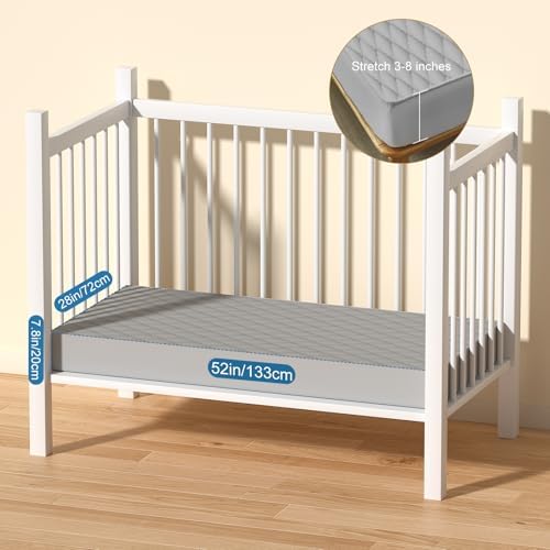 2Pack Waterproof Crib Mattress Protector, Cotton 52X28 Fitted Crib Sheets Crib - Image 2