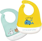 Silicone Bibs for Babies and Toddlers 2 Sets Feeding Bibs for Boy and Girl by Eimmabey