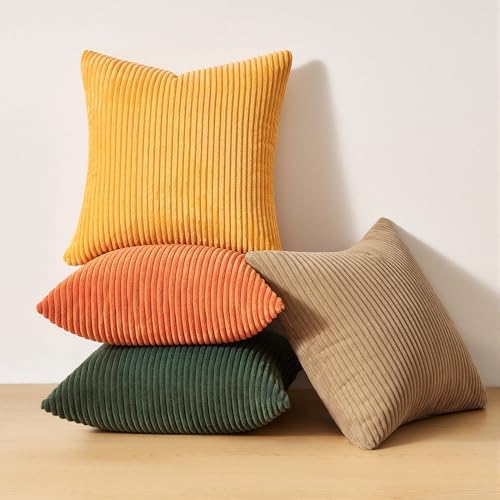 Topfinel Striped Pillow Covers 20x20 Boho Farmhouse Green Rust Set of 4 Mordern - Image 7