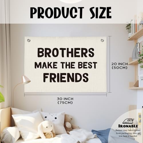Brothers Make The Best Friends Banner, Boys Room Decor, Toddler Boy Linen - Image 2