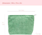 Flat Makeup Bag for Women, Zipper Cosmetic Pouch for Purse, Corduroy Green - Image 2