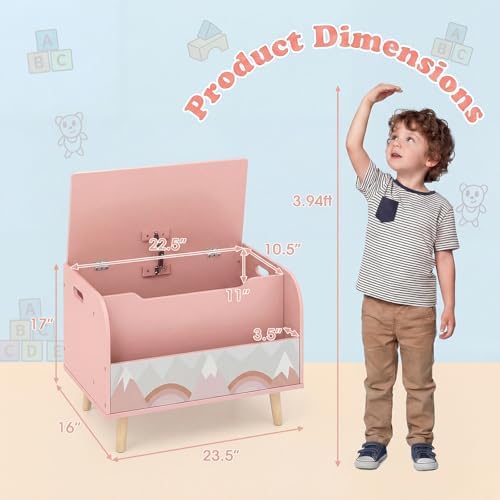 GLACER Kids Toy Box, Wooden Toy Chest - Image 6