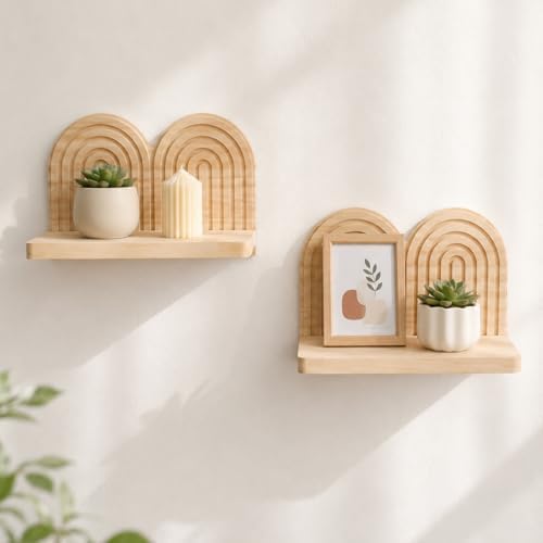 Artilady Boho Shelf Wall Decor, Wood Hanging Shelves by Artilady