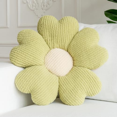 Sioloc Flower Shaped Throw Pillow, Fun Daisy Pillow, 25.6" Large Grass Green by HEALTHYCOMFORTLIFE