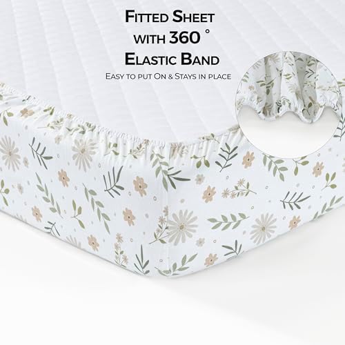 Dreamology Mini Crib Sheets Fitted, 100% Cotton Crib Sheets, 2 Pack - Image 5