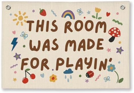 Play room Wall Decor, Toddler Playroom Decor Hanging Linen Banner, Play Room by Unknown