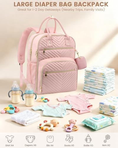 Pritent Diaper Bag Backpack, Baby Bag Backpack Baby Essentials - Image 3