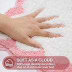 ORTIGIA Scalloped Pink Bathroom Rugs Non Slip Washable, Quick Dry Absorbent - Image 5