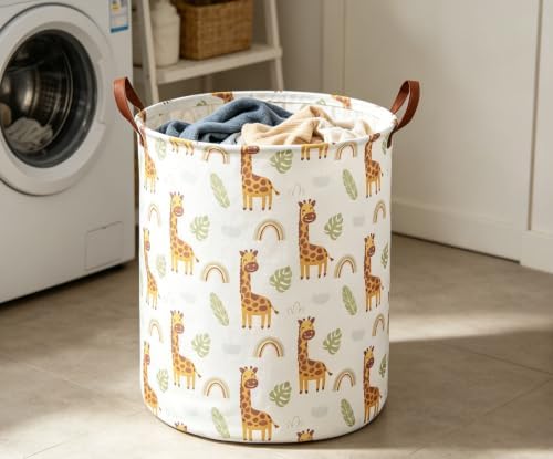 ESSME Laundry Hamper, Giraffe Hamper Collapsible Canvas Waterproof Animal - Image 3