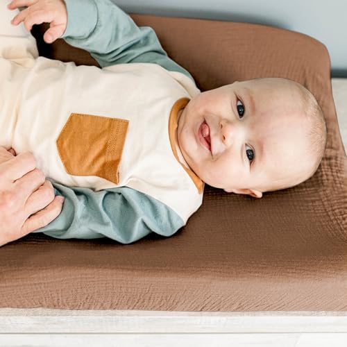 Konssy 100% Cotton Muslin Changing Pad Cover 2 Pack - Image 4