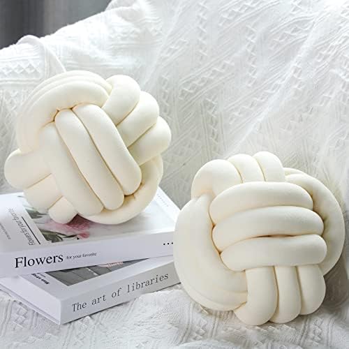 Namalu 7.87 Inches 2 Pcs Knot Pillow Decorative Throw Pillow, Cream White by Namalu