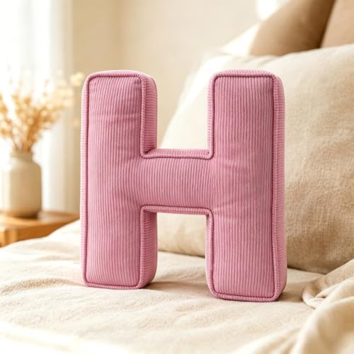Pink Letter Plush Pillow, Letter Hugging Throw Pillows, Decorative Corduroy by Shapeazy