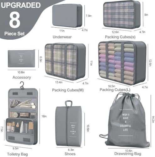 8/9 Set Packing Cubes for Travel, Suitcase Organizer Bags for Luggage - Image 2