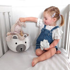 CherryNow Baby Basket for Gifts Empty, Cute Bear Design, Light Grey - Image 6