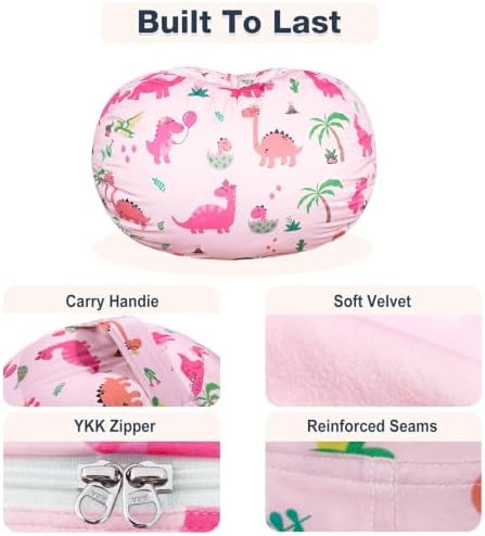 Lukeight Dinosaur Stuffed Animal Storage Bean Bag Chair Cover - Image 6