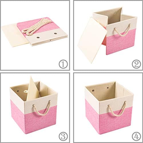 PRANDOM Large Foldable Cube Storage Bins 11x11 inch Fabric Linen Storage - Image 6