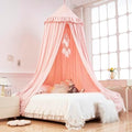 Mengesi Bed Canopy with Pom Pom- Lace Chiffon Canopy Bed Curtains, Double by Mengersi