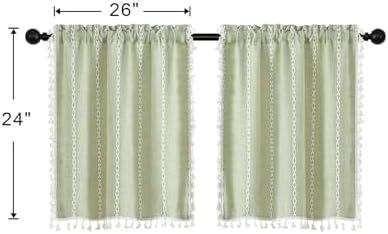 MitoVilla Boho Kitchen Curtains 24 Inch Length, 2 Panels Farmhouse Cafe - Image 7