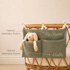 Personalized Hanging Crib Organizer Cotton Muslin Diaper Caddy - Image 6