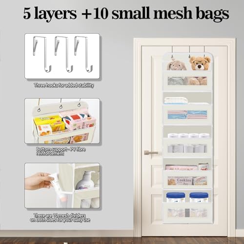 KYEVIS Over The Door Organizer, 5 Shelves Closet Door Hanging Organizer - Image 4