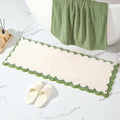 ORTIGIA Long Cute Scalloped Bathroom Rugs Runner, Fun White and Green Plush by ORTIGIA