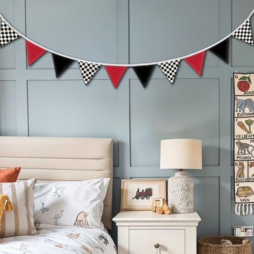 Boys Room Checkered Flag Banner 5.5Ft, Cars Room Decor - Image 4