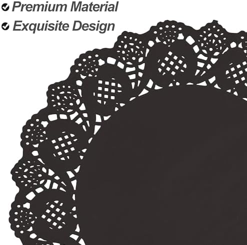 MCEAST 300 Pack Round Black Paper Doilies 13.5 Inches Lace Paper Place Mats - Image 3