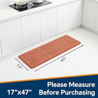 Chenille Bathroom Runner Rug 17"x47" Coral, Plush Bath Mat - Image 2