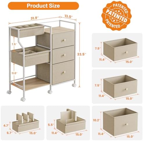 Modanais Baby Diaper Caddy Organizer Rolling Cart - Image 2