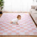Super Soft Rug for Bedroom, 5x8 Ft Pink and White Area Rug Classic Checkered by TOOHUB