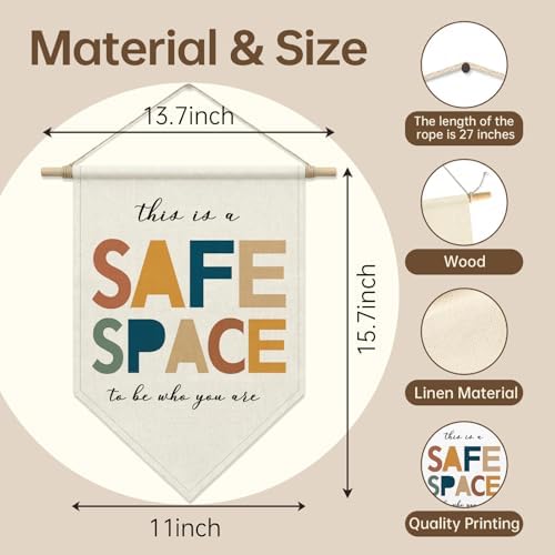 Therapy Office Decor, Safe Space Sign Pennant Hanger Banner - Image 5