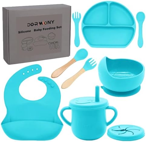 100% Silicone baby feeding set, BPA free Baby dishes set by Dormlony
