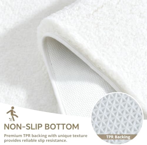 Polyester Bathroom Rug 20"x32" White, Non-Slip Soft Shaggy Bath Mat - Image 6