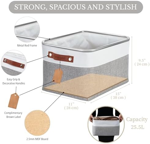 DECOMOMO Storage Bins, Large Fabric Storage Baskets - Image 3