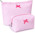Huhumy 2 Pcs Makeup Bag Set for Women, Bow Stripe by Huhumy