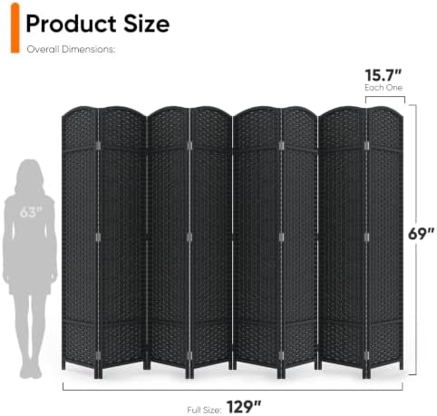 JOSTYLE Outdoor Privacy Screen 8-Panel Folding Room Divider Space Partition - Image 2
