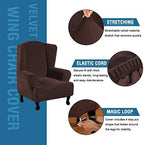 H.VERSAILTEX Wingback Chair Covers Velvet Plush Wing Chair Slipcover 1 Piece - Image 2